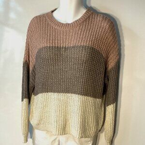 lr SZL Neutral Colorblock Sweater Slouchy Oversized Modern Minimalist Monochrome